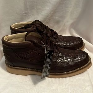 Beautiful ostrich and alligator mens shoes